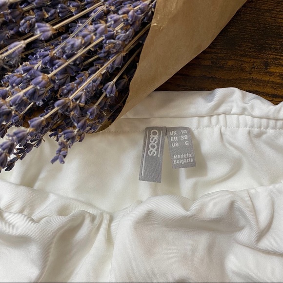 ASOS off shoulder white pleated dress with ruffles size 6 - Picture 5 of 5